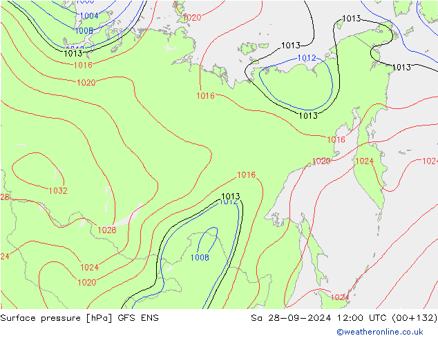 Surface pressure GFS ENS Sa 28.09.2024 12 UTC