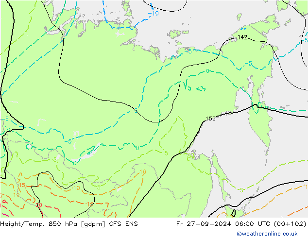 Height/Temp. 850 hPa GFS ENS Fr 27.09.2024 06 UTC