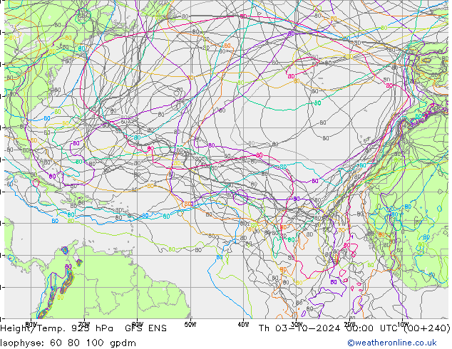 Yükseklik/Sıc. 925 hPa GFS ENS Per 03.10.2024 00 UTC