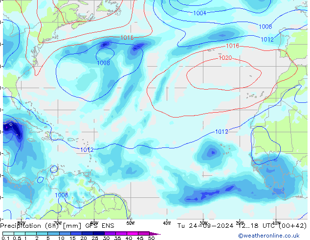 Yağış (6h) GFS ENS Sa 24.09.2024 18 UTC