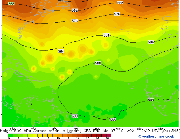 Geop. 500 hPa Spread GFS ENS lun 07.10.2024 12 UTC