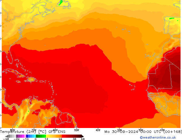 Temperatura (2m) GFS ENS lun 30.09.2024 00 UTC