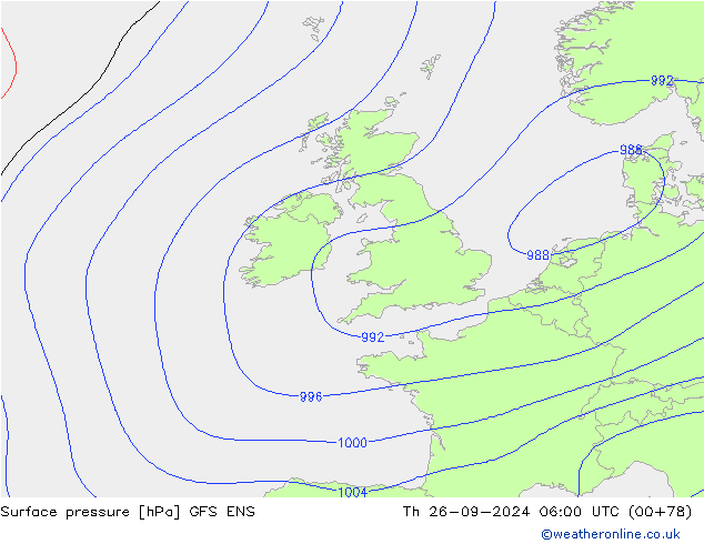 Pressione al suolo GFS ENS gio 26.09.2024 06 UTC