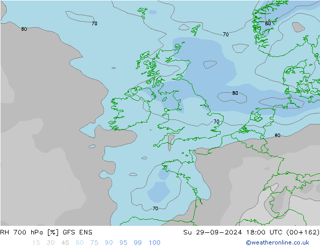 RH 700 hPa GFS ENS Su 29.09.2024 18 UTC