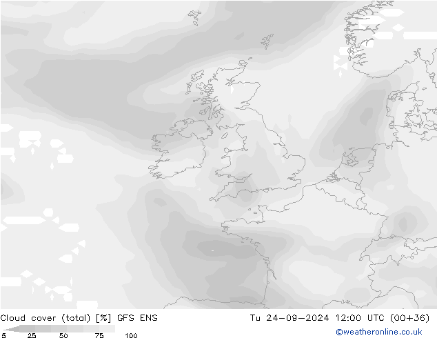 Nubi (totali) GFS ENS mar 24.09.2024 12 UTC