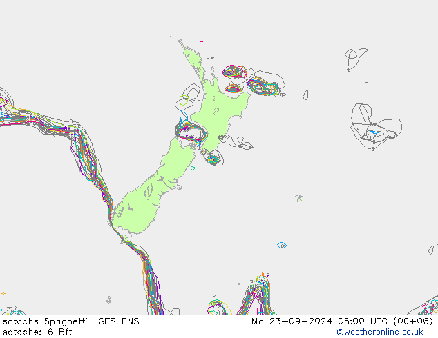 Isotachs Spaghetti GFS ENS Mo 23.09.2024 06 UTC