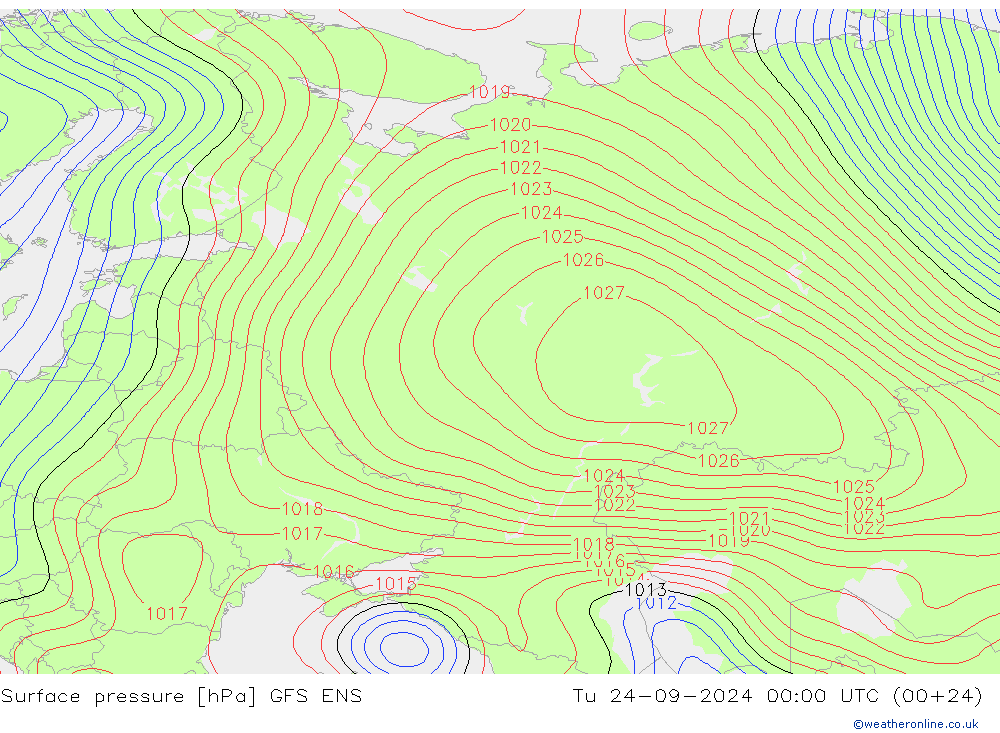 Surface pressure GFS ENS Tu 24.09.2024 00 UTC