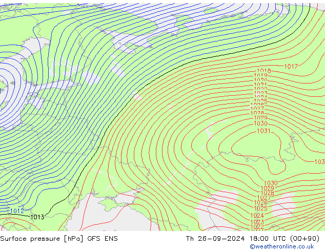 Surface pressure GFS ENS Th 26.09.2024 18 UTC