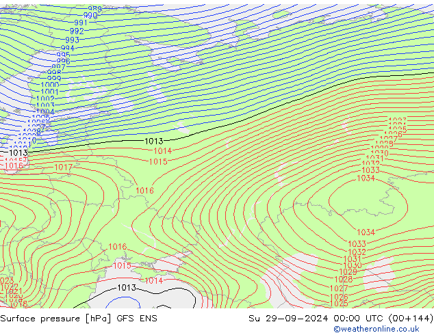 Bodendruck GFS ENS So 29.09.2024 00 UTC