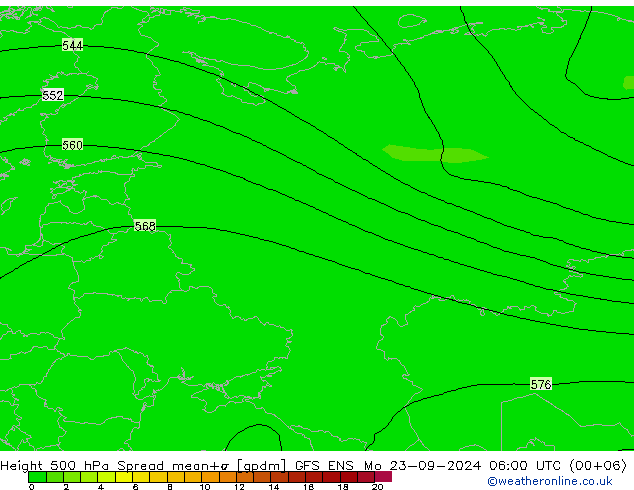 500 hPa Yüksekliği Spread GFS ENS Pzt 23.09.2024 06 UTC