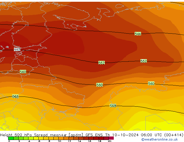 Height 500 hPa Spread GFS ENS  10.10.2024 06 UTC