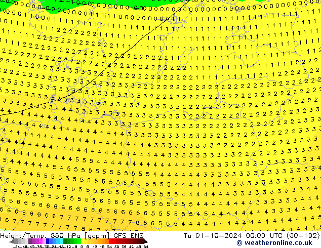 Height/Temp. 850 hPa GFS ENS mar 01.10.2024 00 UTC