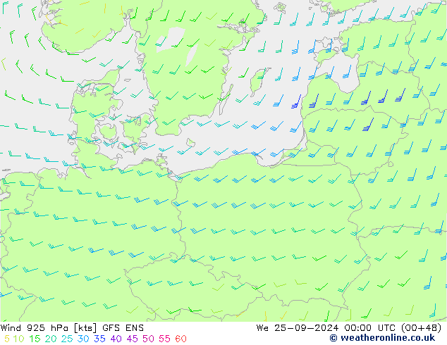 Wind 925 hPa GFS ENS We 25.09.2024 00 UTC