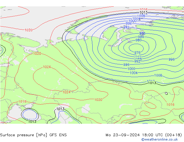 Surface pressure GFS ENS Mo 23.09.2024 18 UTC