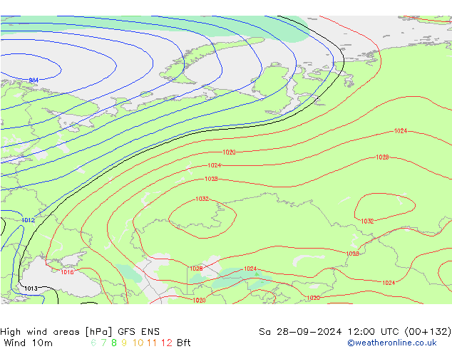 High wind areas GFS ENS Sáb 28.09.2024 12 UTC