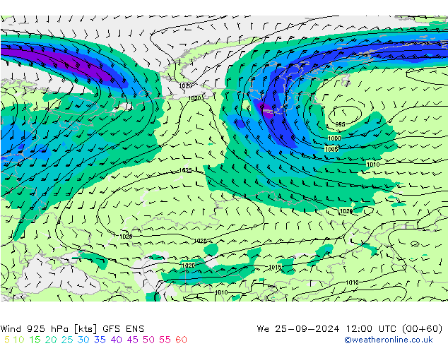  925 hPa GFS ENS  25.09.2024 12 UTC