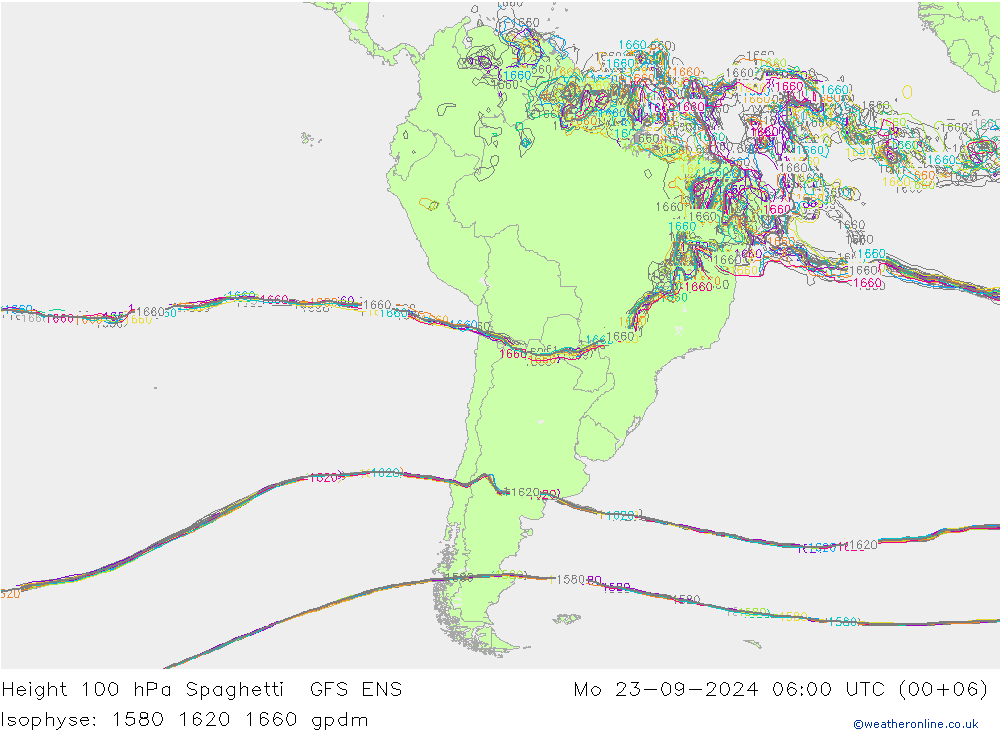 Géop. 100 hPa Spaghetti GFS ENS lun 23.09.2024 06 UTC