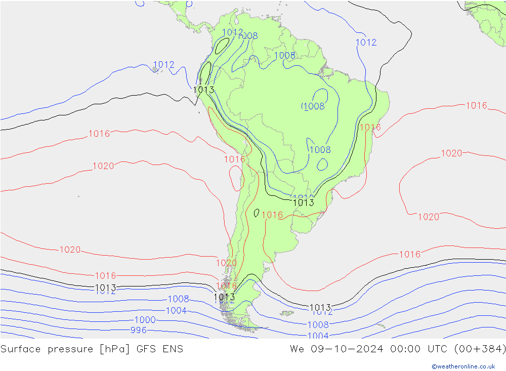 Yer basıncı GFS ENS Çar 09.10.2024 00 UTC