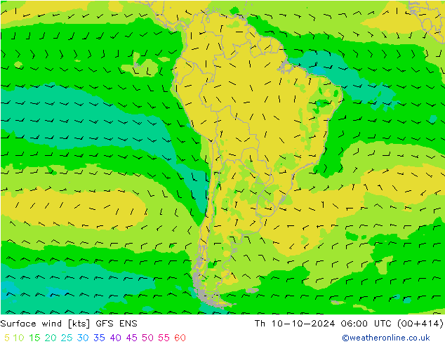 Surface wind GFS ENS Th 10.10.2024 06 UTC