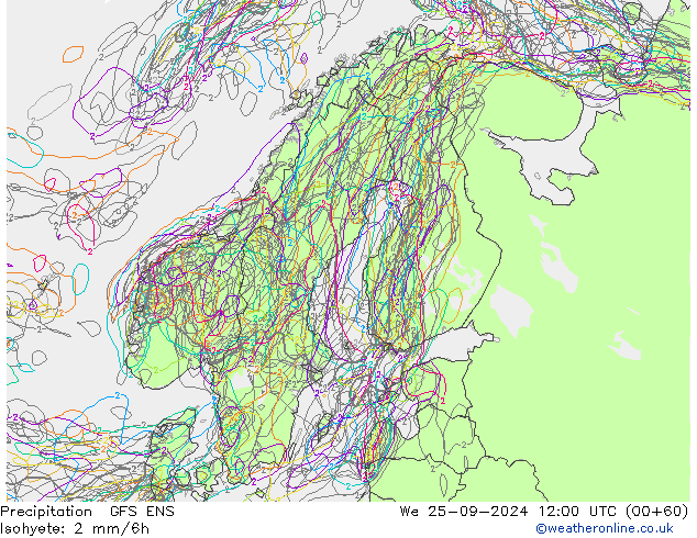 Precipitation GFS ENS We 25.09.2024 12 UTC