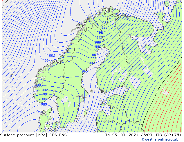 Atmosférický tlak GFS ENS Čt 26.09.2024 06 UTC