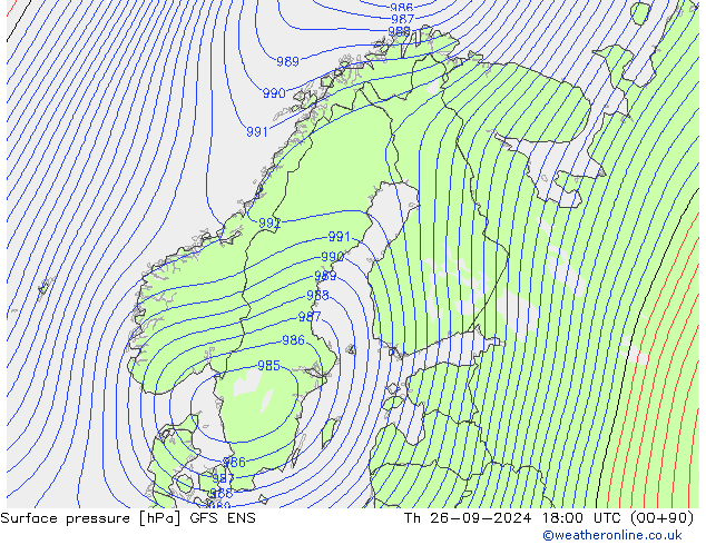 Surface pressure GFS ENS Th 26.09.2024 18 UTC