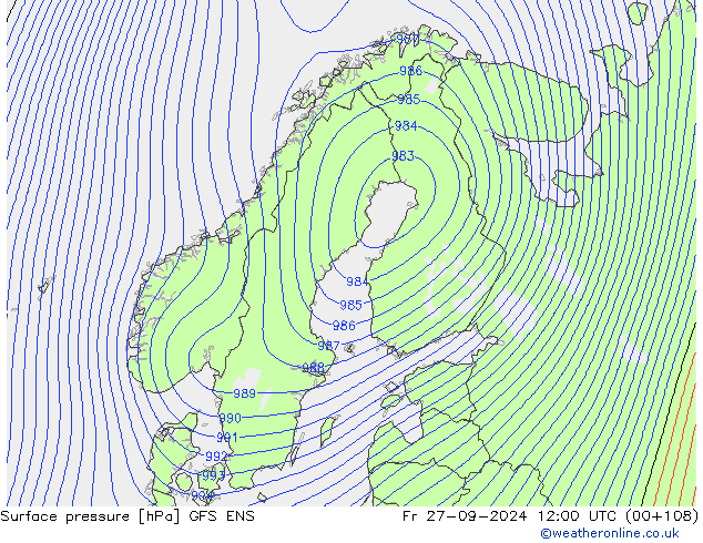 Surface pressure GFS ENS Fr 27.09.2024 12 UTC