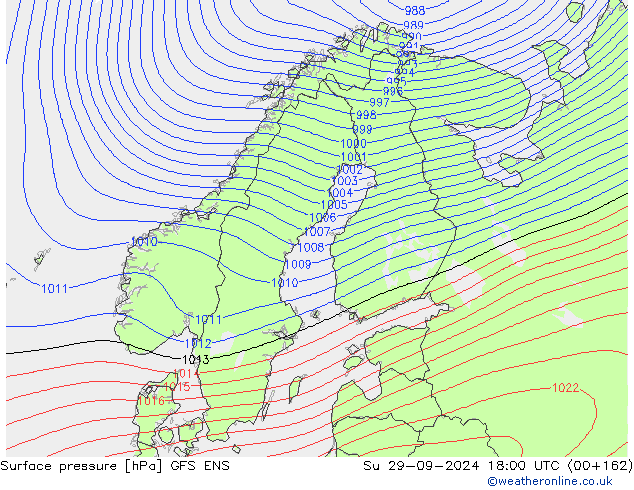 Surface pressure GFS ENS Su 29.09.2024 18 UTC