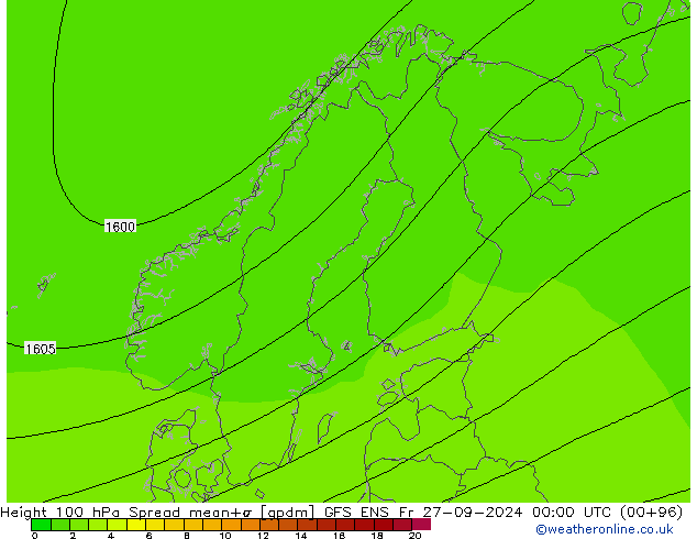 Géop. 100 hPa Spread GFS ENS ven 27.09.2024 00 UTC