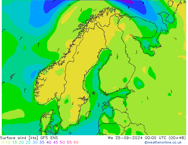 Wind 10 m GFS ENS wo 25.09.2024 00 UTC