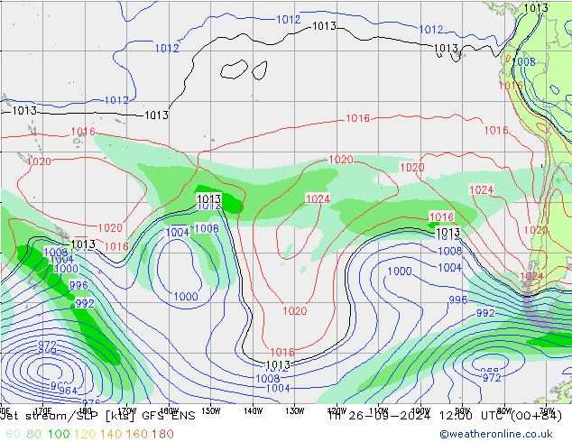 Jet stream GFS ENS Qui 26.09.2024 12 UTC