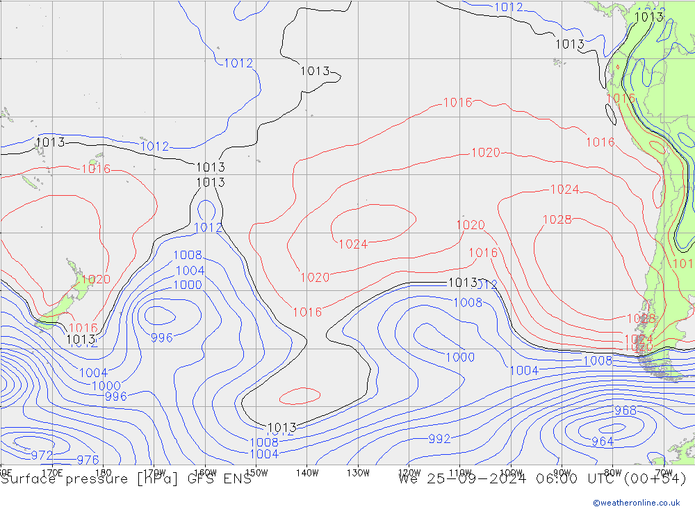 Surface pressure GFS ENS We 25.09.2024 06 UTC