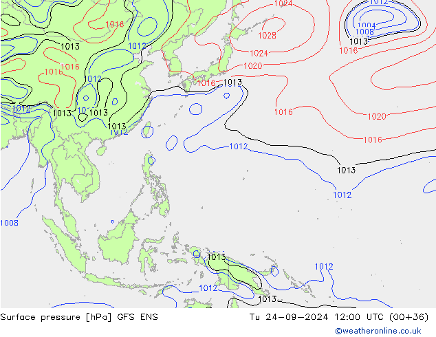 Surface pressure GFS ENS Tu 24.09.2024 12 UTC