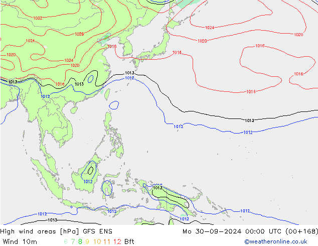 High wind areas GFS ENS Seg 30.09.2024 00 UTC