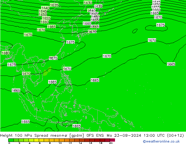 Height 100 hPa Spread GFS ENS  23.09.2024 12 UTC