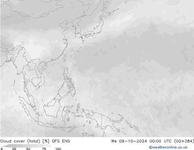 Bewolking (Totaal) GFS ENS wo 09.10.2024 00 UTC