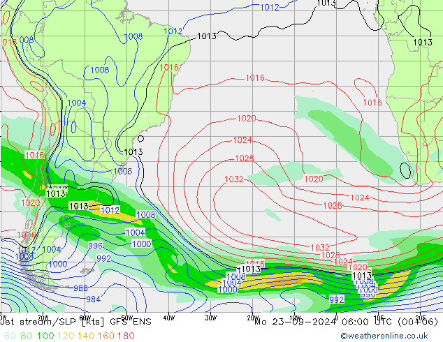 Jet stream GFS ENS Seg 23.09.2024 06 UTC