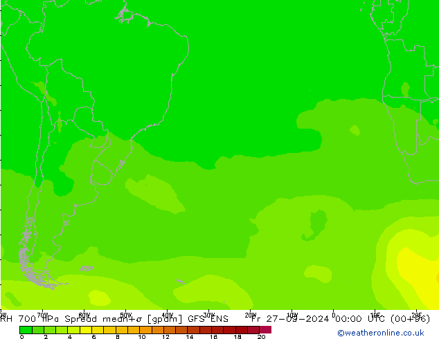 RH 700 hPa Spread GFS ENS Fr 27.09.2024 00 UTC