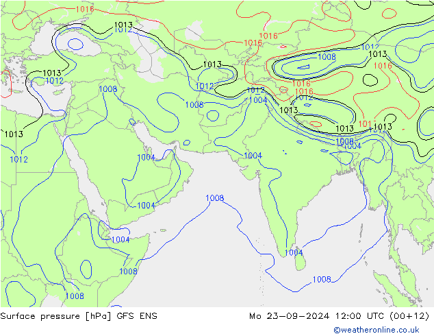 Surface pressure GFS ENS Mo 23.09.2024 12 UTC