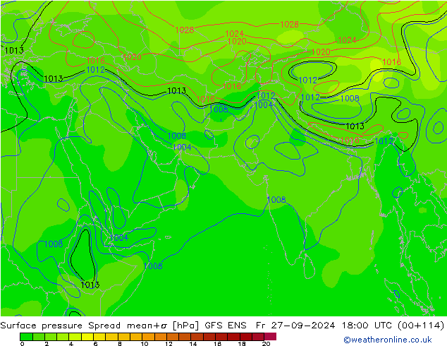 Bodendruck Spread GFS ENS Fr 27.09.2024 18 UTC