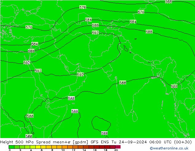 Height 500 hPa Spread GFS ENS mar 24.09.2024 06 UTC