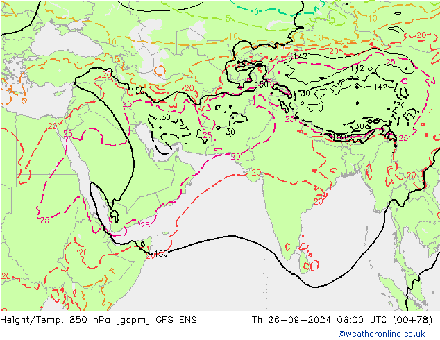 Height/Temp. 850 гПа GFS ENS чт 26.09.2024 06 UTC