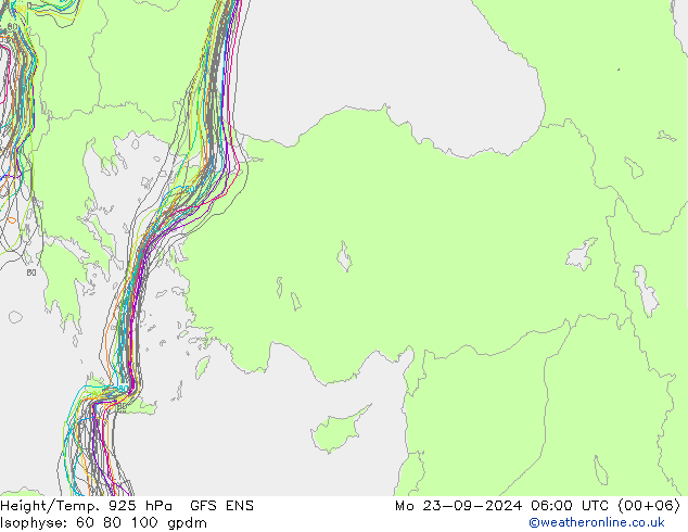 Height/Temp. 925 hPa GFS ENS pon. 23.09.2024 06 UTC