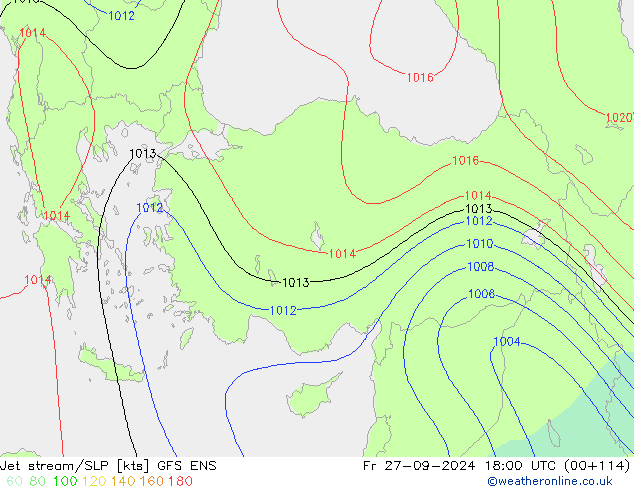 Prąd strumieniowy GFS ENS pt. 27.09.2024 18 UTC