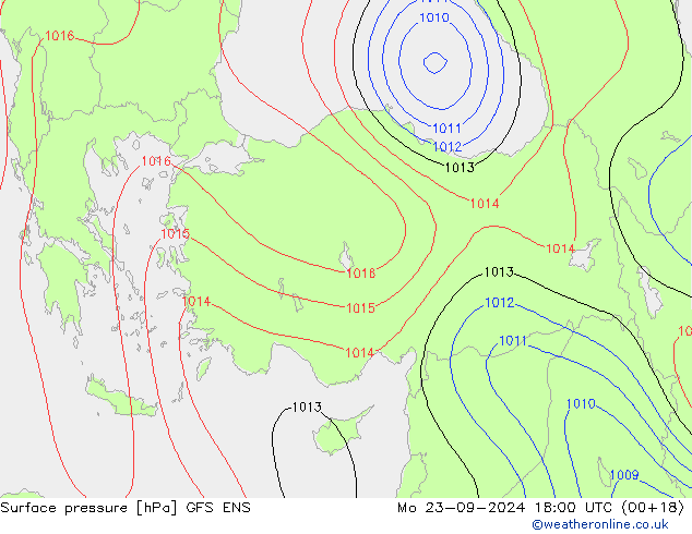 Atmosférický tlak GFS ENS Po 23.09.2024 18 UTC