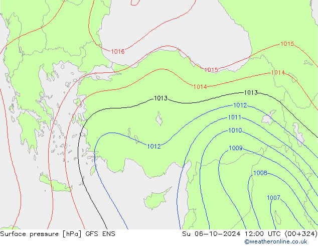 Atmosférický tlak GFS ENS Ne 06.10.2024 12 UTC