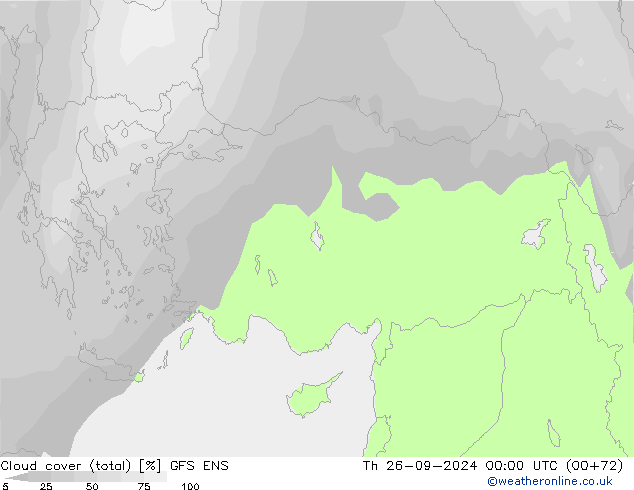 Nuages (total) GFS ENS jeu 26.09.2024 00 UTC