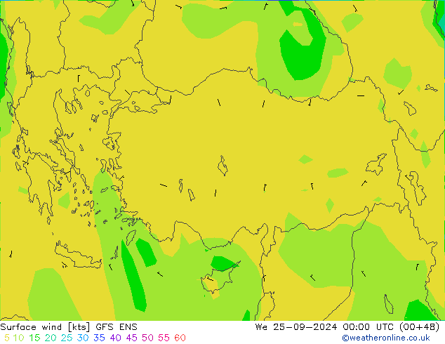 Surface wind GFS ENS St 25.09.2024 00 UTC