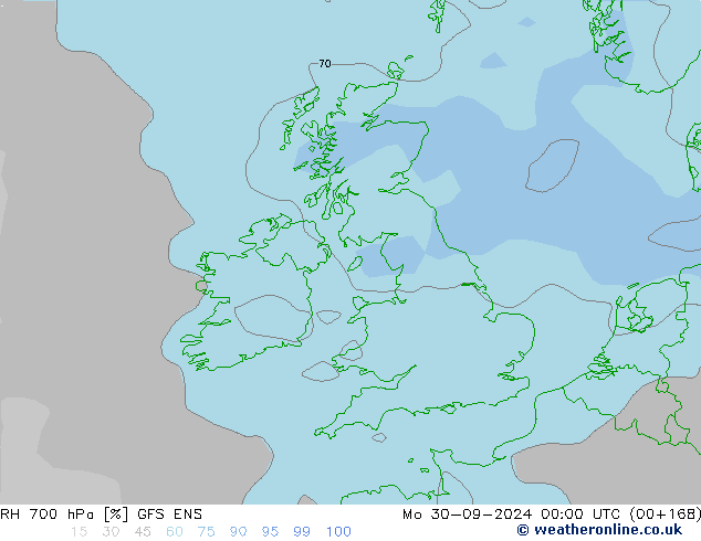 RH 700 hPa GFS ENS Mo 30.09.2024 00 UTC