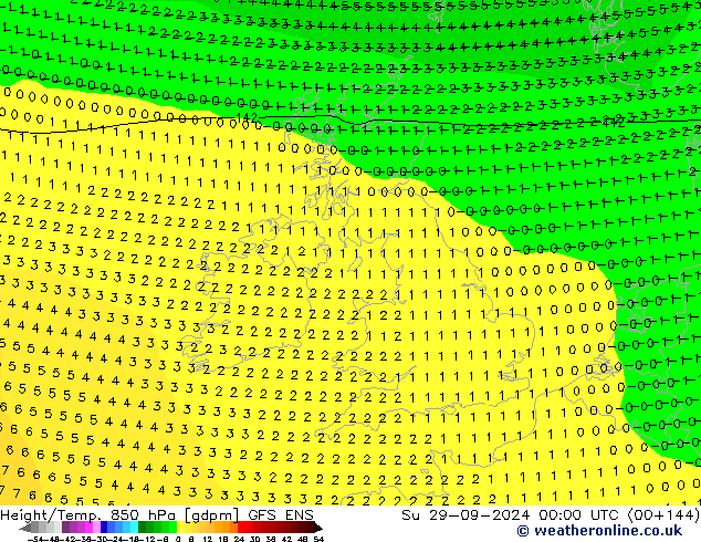 Height/Temp. 850 hPa GFS ENS Su 29.09.2024 00 UTC